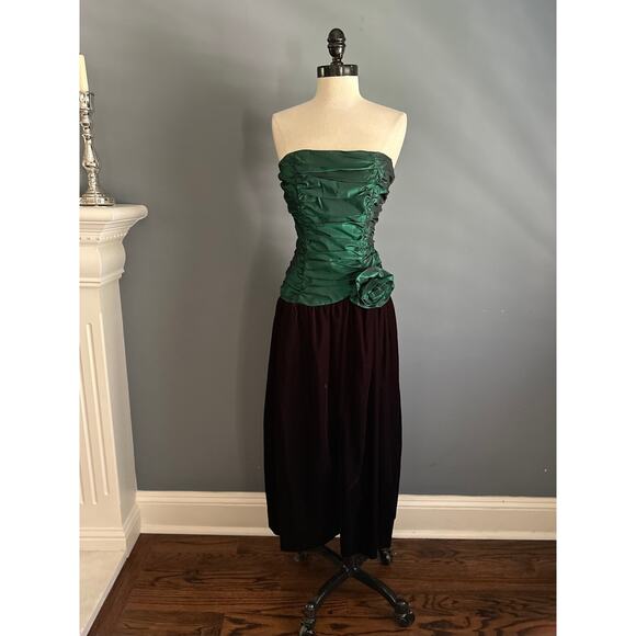 Gunne Sax Green Dress Winter Formal Prom WhimsyGoth Alt Retro Christmas - Picture 2 of 10